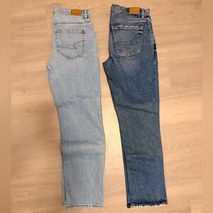 American Eagle Outfitters Light and Dark Blue Jeans size 4 Reg straight leg